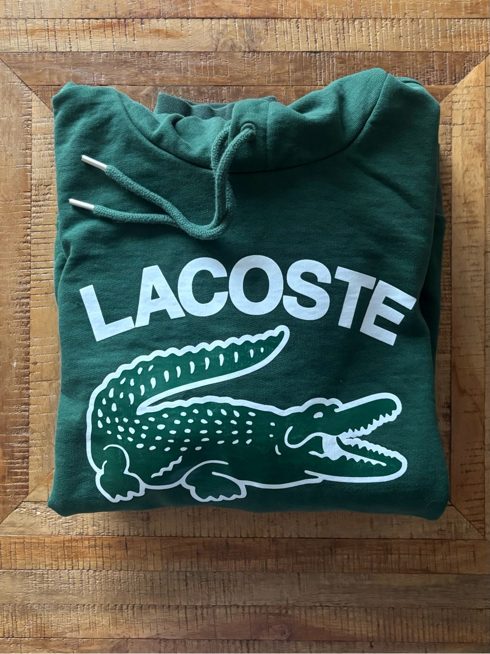 Lacoste Green Classic Fit Hoodie with Crocodile Logo